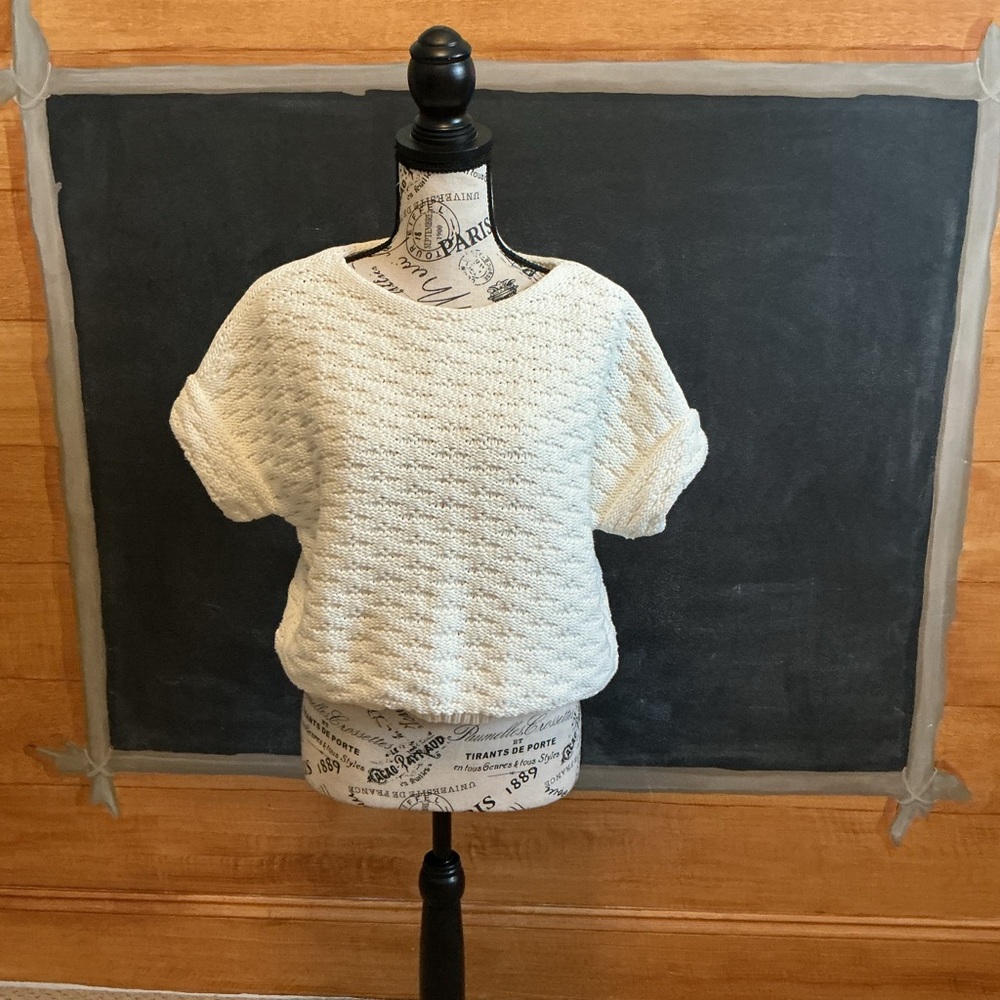 NWT LOFT cropped Cozy Cream Knit Sweater ladies large